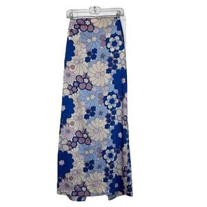 Zara Strapless Floral Dress - Blue and Cream